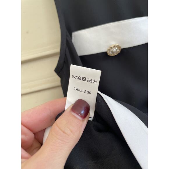 Edward Achour Paris Colorblock Sleeveless Blouse Black White Italy 36‎ US4 - Picture 7 of 11